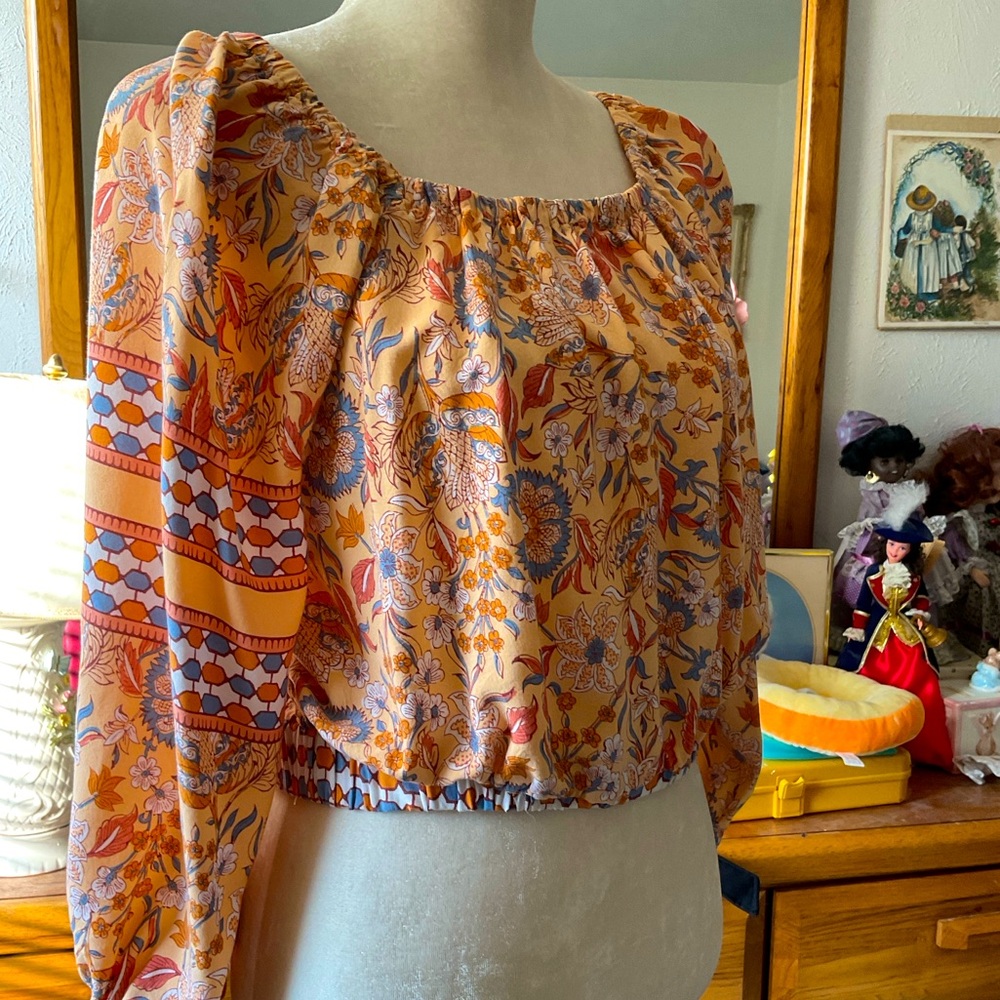 Rachael Zoe Boho Floral Peach Crop top Woman's XS - Picture 8 of 8